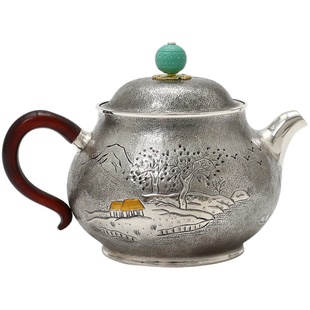 恋物志银器纯银 999足银银壶纯手工打造泡茶壶中式家用茶壶 水溪