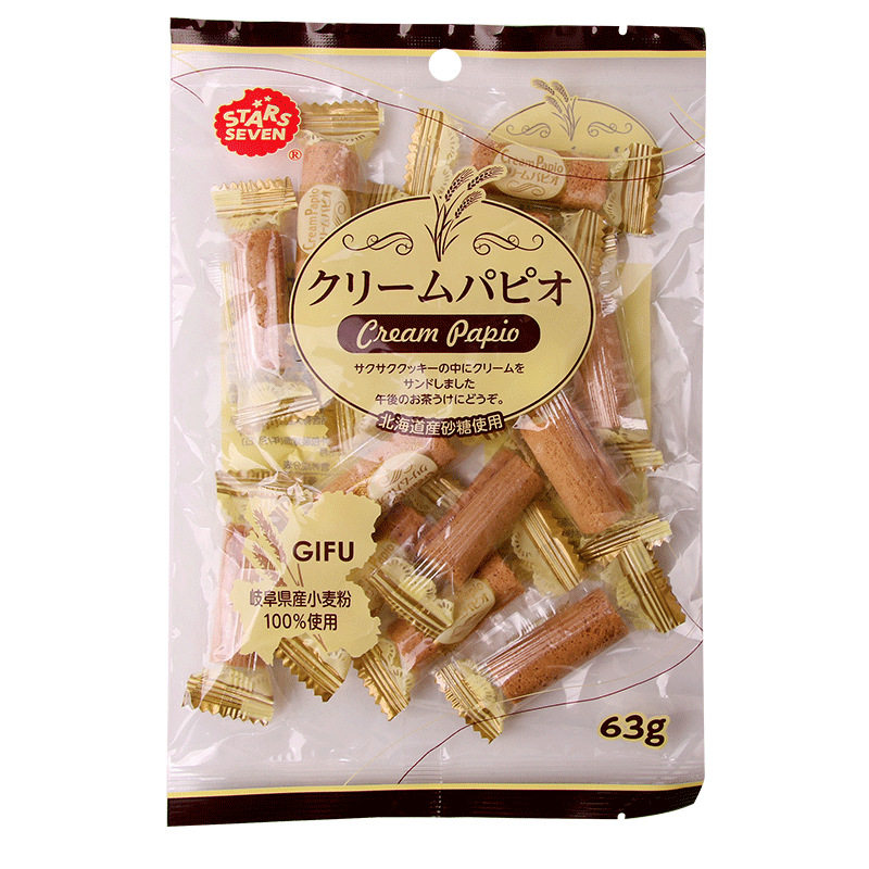 stars seven日本进口网红饼干星七牌奶油味夹心小蛋卷独立包装63g