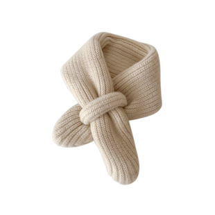 儿童围巾秋冬百搭纯色套口针织围巾男孩女孩保暖毛线交叉围脖