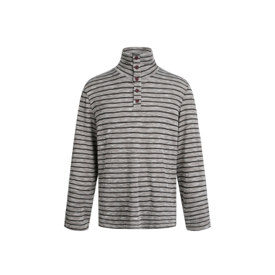 复古条纹撞色长袖t恤宽松打底衫