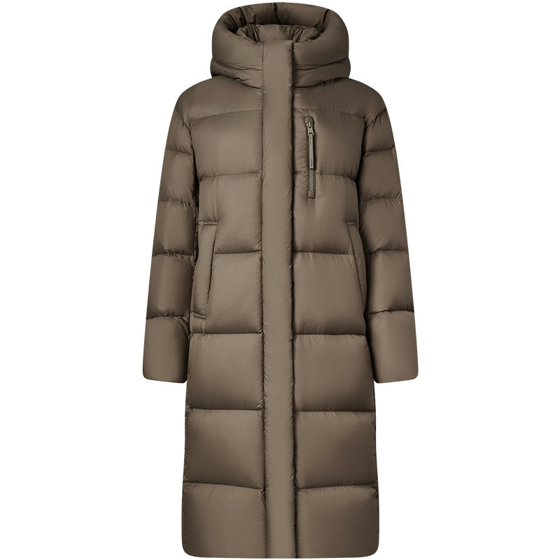 坦博尔户外中长款羽绒服女连帽加厚过膝保暖泡芙外套冬高充绒90绒