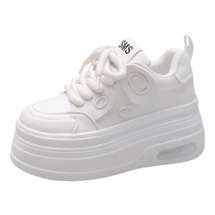 品牌断码特价加绒小白鞋女2025年新款秋冬真皮内增高小个子老爹鞋