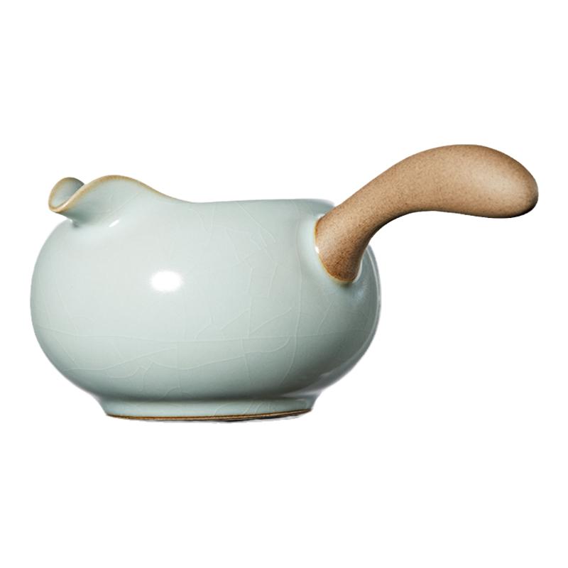 雅瓷汝窑侧把公道杯分茶器天青色