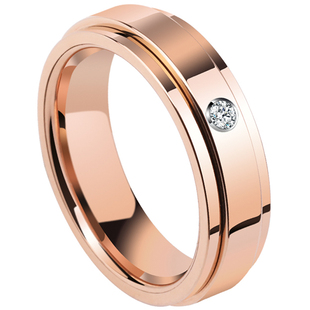 飒雅时来运转男士戒指高级感莫桑石钻戒可转动玫瑰金转运钨金彩金