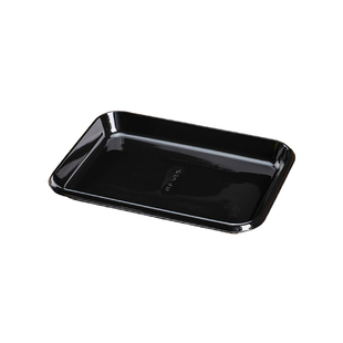 果乐多网红黑耀款水果托盘一次性平底打包盒黑色包装盒透明长方形