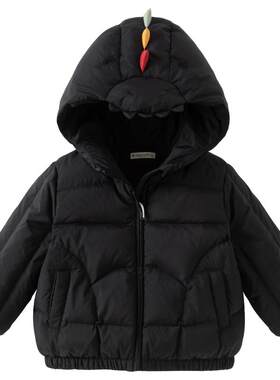 戴维贝拉男童白鸭绒羽绒服冬装新款儿童恐龙宝宝A类防水外套