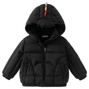 戴维贝拉男童白鸭绒羽绒服2025冬装新款儿童恐龙宝宝A类防水外套