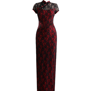 走秀高档旗袍夜上海长款大码复古旗袍舞台表演演出服连衣裙中国风