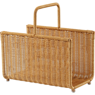 Kens仿藤编创意书报收纳筐民宿咖啡馆家用杂志画报整理架手提篮大