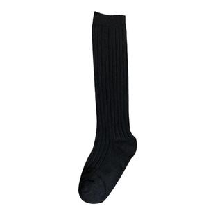 儿童秋冬季中长筒袜子男童女童黑白色纯棉过膝袜中大童高筒小腿袜
