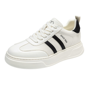 高哥增高德训鞋男款头层牛皮板鞋新款轻便小白鞋厚底内增高阿甘鞋