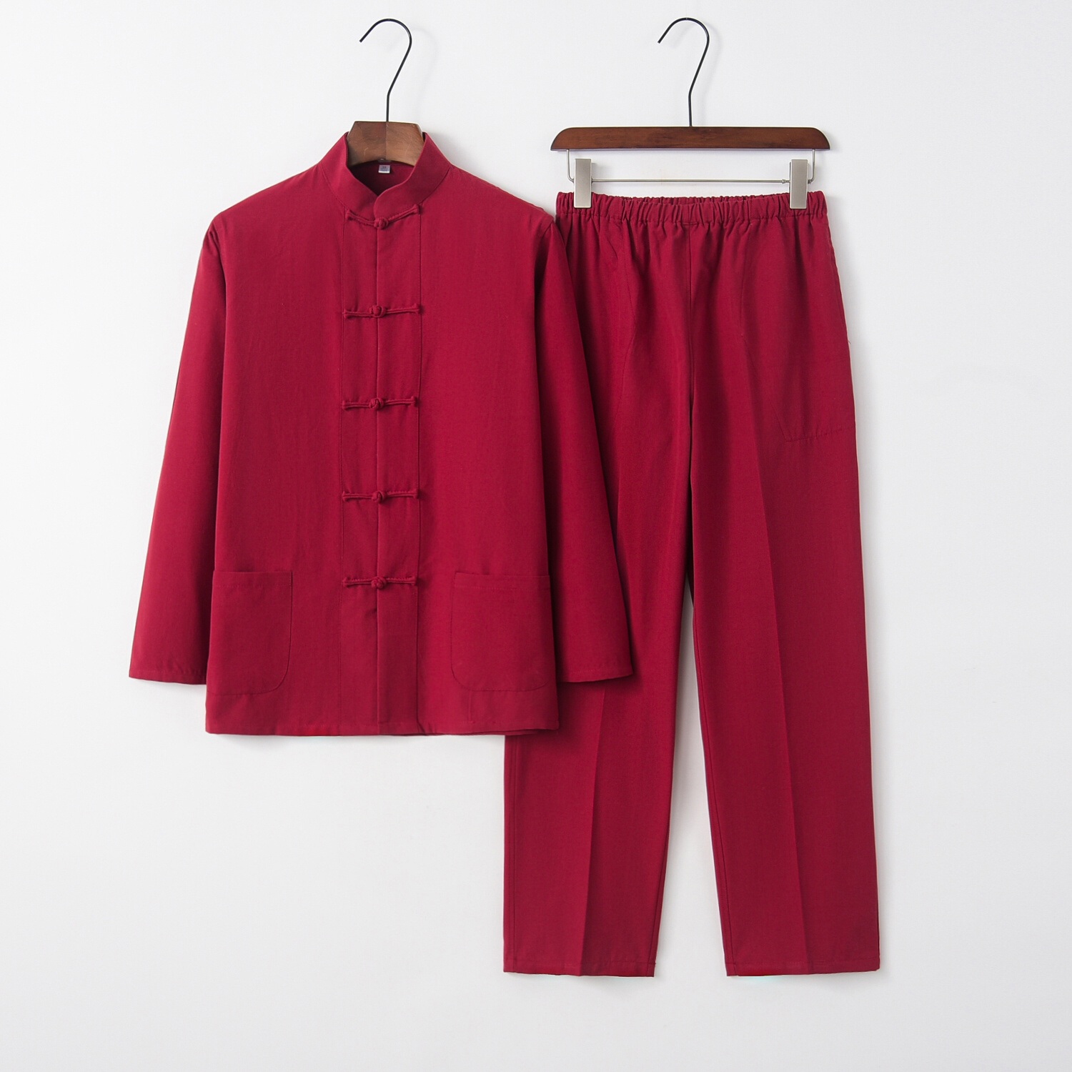 新款纯棉老粗布男士唐装套装中式汉服中老年休闲居士服上衣裤子两