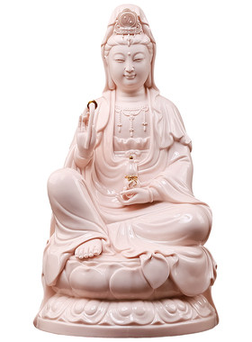 陶瓷慈航道人像玉红瓷神像供奉