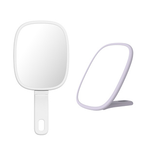 霜山手持化妆镜可折叠宿舍桌面立式小镜子随身便携高清补妆手持镜