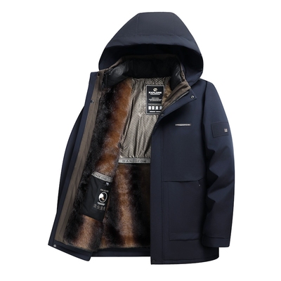 老爷车中老年人加绒加厚羽绒服男冬季新款可拆卸内胆爸爸冬装外套