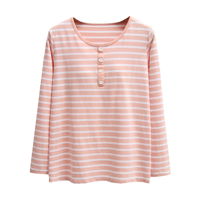 带胸垫长袖t恤秋冬宽松版家居服