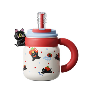 奇古堂陶瓷保温杯大容量吸管水杯女2025新款高颜值大肚杯子办公室