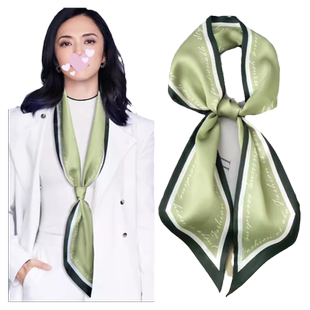 绿色小长条丝巾女搭配衬衫丝带领带春秋护颈围脖子装饰薄围巾飘带