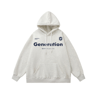 卫衣男款秋冬重磅宽松加绒加厚连帽卫衣美式潮牌潮流情侣帽衫外套