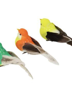 仿真羽毛捆绑田园风装饰微观小鸟