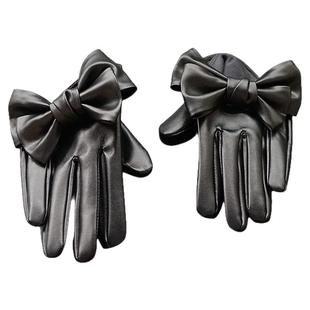 lolita酷露背半截黑皮手套短半掌修女cos跳舞女秋冬保暖触屏