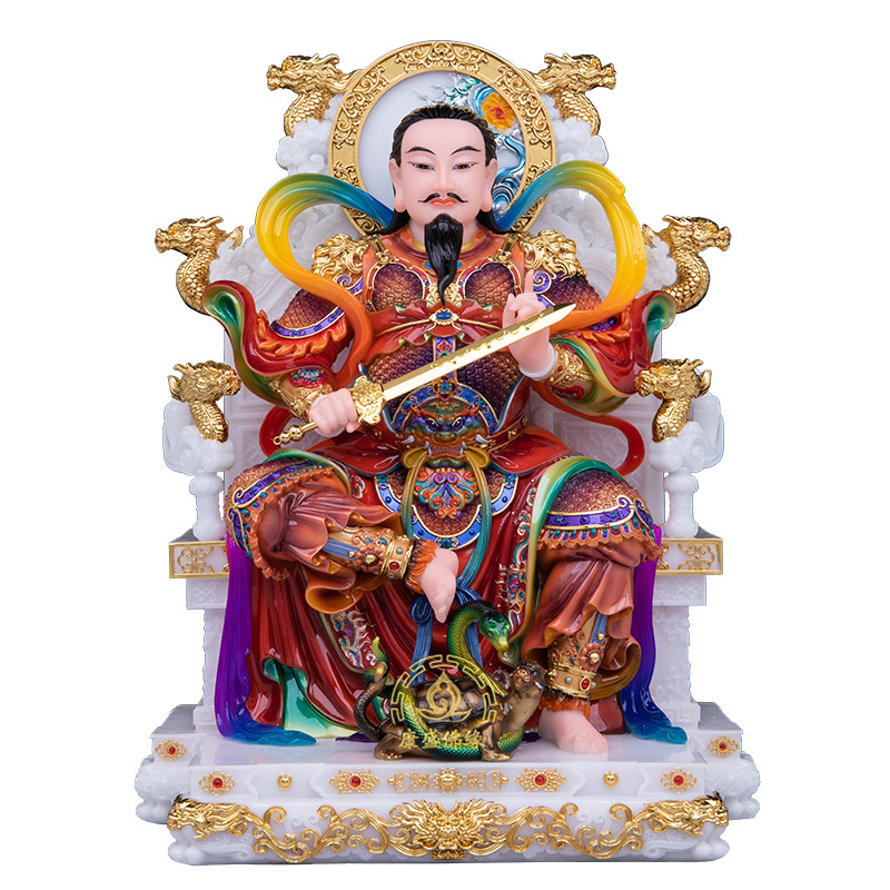 汉白玉彩绘玄天上帝神像供奉