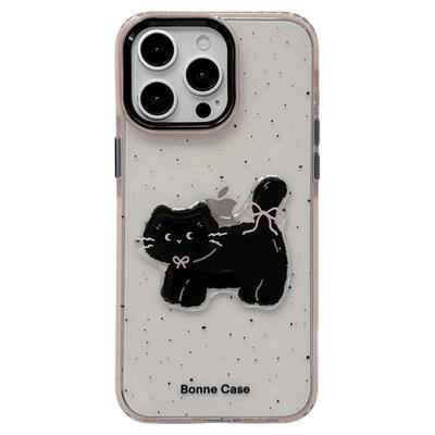 立体ins可爱泼墨蝴蝶结小猫适用苹果15手机壳iphone16ProMax新款15promax少女13粉色16pro超好看14全包保护套