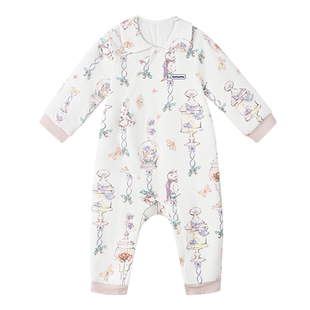 Domiamia婴儿夹棉连体衣25新款宝宝秋冬衣服外出棉服加厚保暖爬服