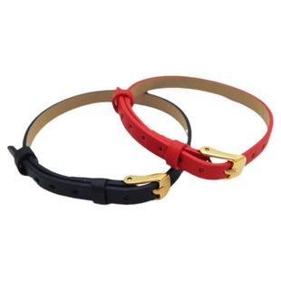 表带式红黑手绳钛钢扣黑皮绳手链男女简约情侣穿黄金配珠多种尺寸