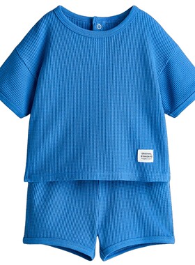 HM童装男婴套装2件式2026夏季新款华夫格松紧腰短裤套装1314922