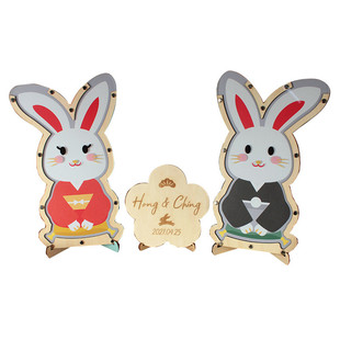 可爱卡通兔子创意婚礼签到框结婚签名板本簿册仪式感备婚好物定制