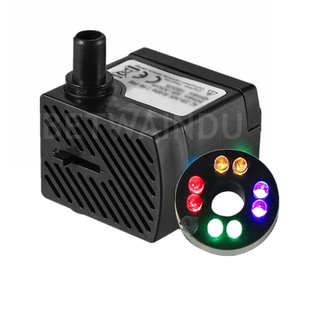 微型上水石流水泵工艺品假山风水轮抽水循环泵鱼缸水泵5W带灯包邮