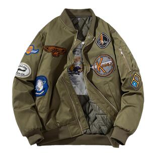 mYes牧野森秋冬季男女情侣加棉飞行员夹克外套加厚街头棒球服棉衣