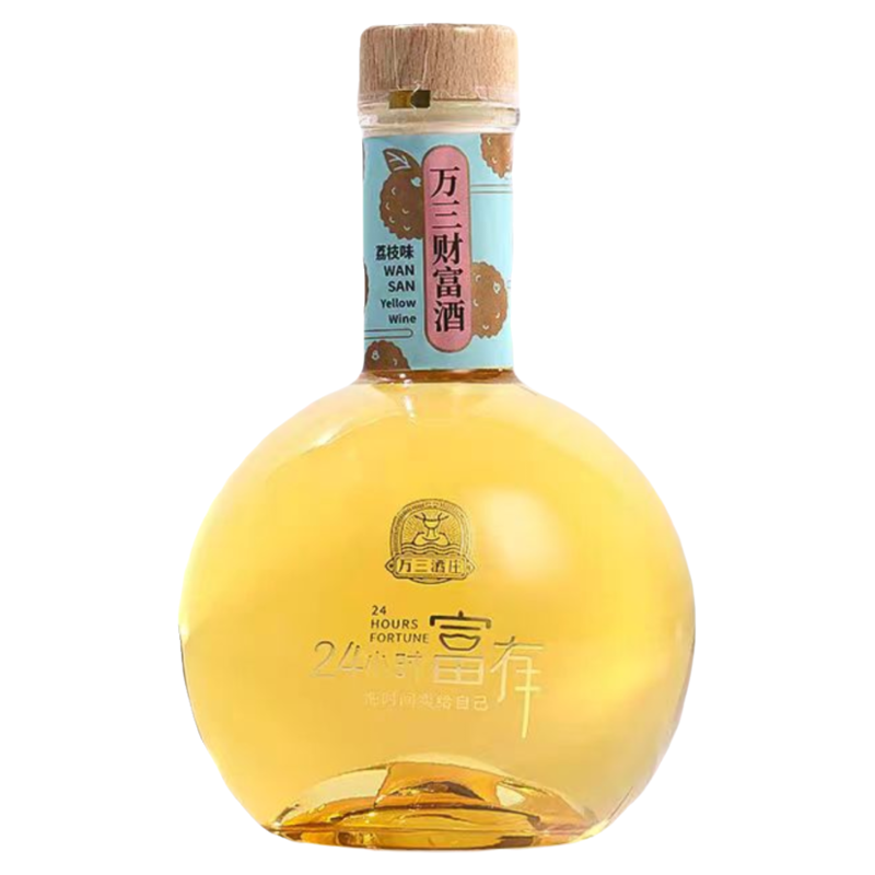 正品万三财富酒果酒24小时富有荔枝味桂花味300ml 半甘型8度