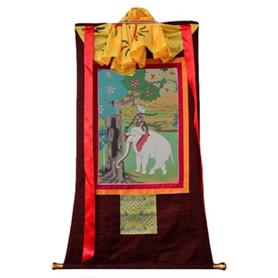 和睦四瑞唐卡画像客厅玄关尼泊尔刺绣手绘西藏式密宗佛像挂画