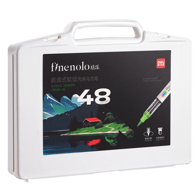 得力直液式的丙烯马克笔软头不透色可叠色美术专用小学生4836色软头丙稀笔彩色笔儿童幼儿园水彩笔24色画画笔