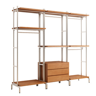 北欧铁艺步入式衣架落地卧室衣橱框架金属衣帽间置物架开放式衣柜