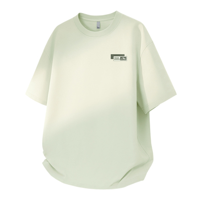 真维斯绿色短袖t恤男生青少年纯棉上衣男款夏季简约男士半袖体恤L