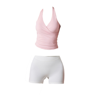 fitlife背心女v领健身衣挂脖美背短款紧身显瘦普拉提瑜伽服上衣