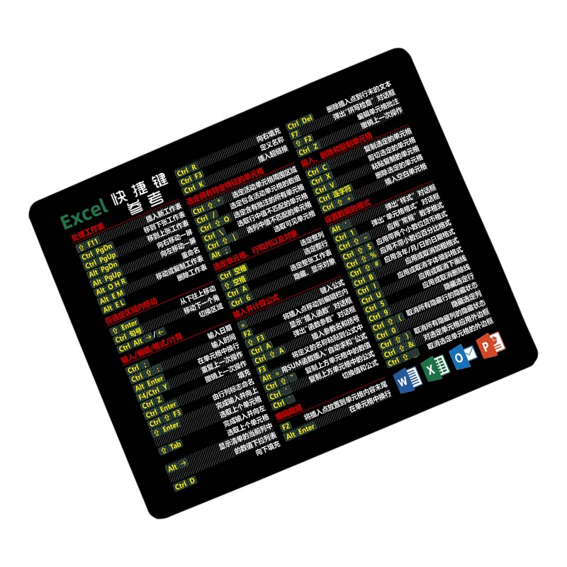 Excel快捷键鼠标垫 微软 Excel PPT Word 天然橡胶小号