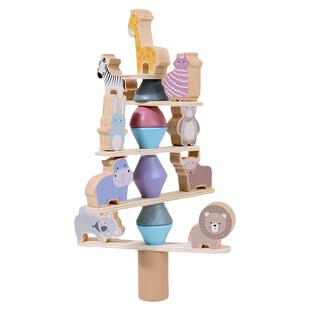 木质儿童大力士平衡叠叠乐叠高高积木层层叠罗汉动物宝宝益智玩具