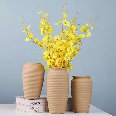粗陶小花瓶复古干鲜花花插陶瓷客厅酒店陶艺软装摆件家居装饰品