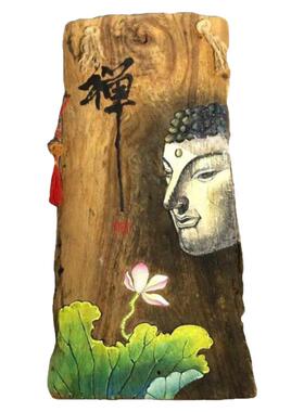 禅意佛像风化木板画墙面挂饰