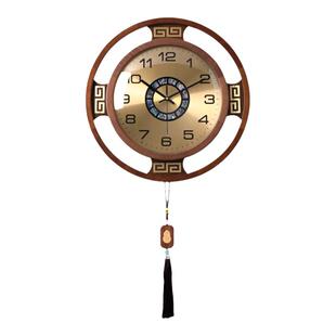 2025新款实木高级感挂钟客厅新中式大气铜挂墙时钟表挂表时间装饰