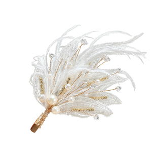 儿童古风发饰小女孩气质羽毛发夹高级感表演头饰女童高颜值发卡