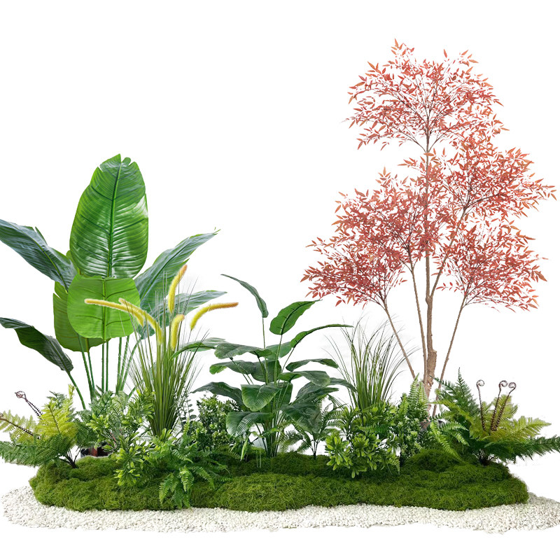 仿真植物造景组合室内楼梯下假花树装饰仿生绿植造景阳台景观布置