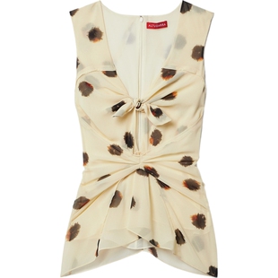 【折扣】Altuzarra 春夏女正面系带缩褶波点双绉上衣