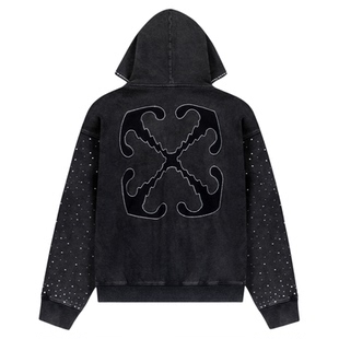 OFF-WHITE™【张艺兴同款】情侣纯棉连帽卫衣男女宽松开衫外套