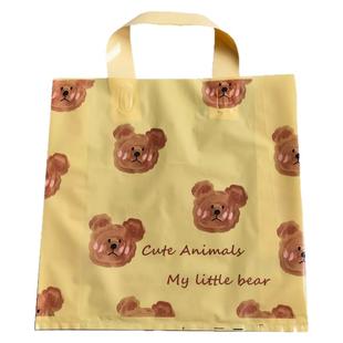 奶茶色礼品袋塑料可爱儿童卡通熊手提服装袋子打包礼品包装袋结实