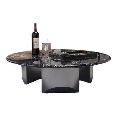 意式轻奢客厅家用天然大理石莎罗兰大小户型艺术高级感茶几电视柜